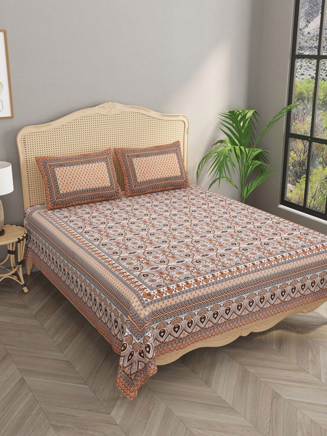 Gulaab Jaipur Brown & White Ethnic Motifs 400 TC Cotton King Bedsheet with 2 Pillow Covers
Gulaab Jaipur Brown & White Ethnic Motifs 400 TC Cotton King Bedsheet with 2 Pillow Covers