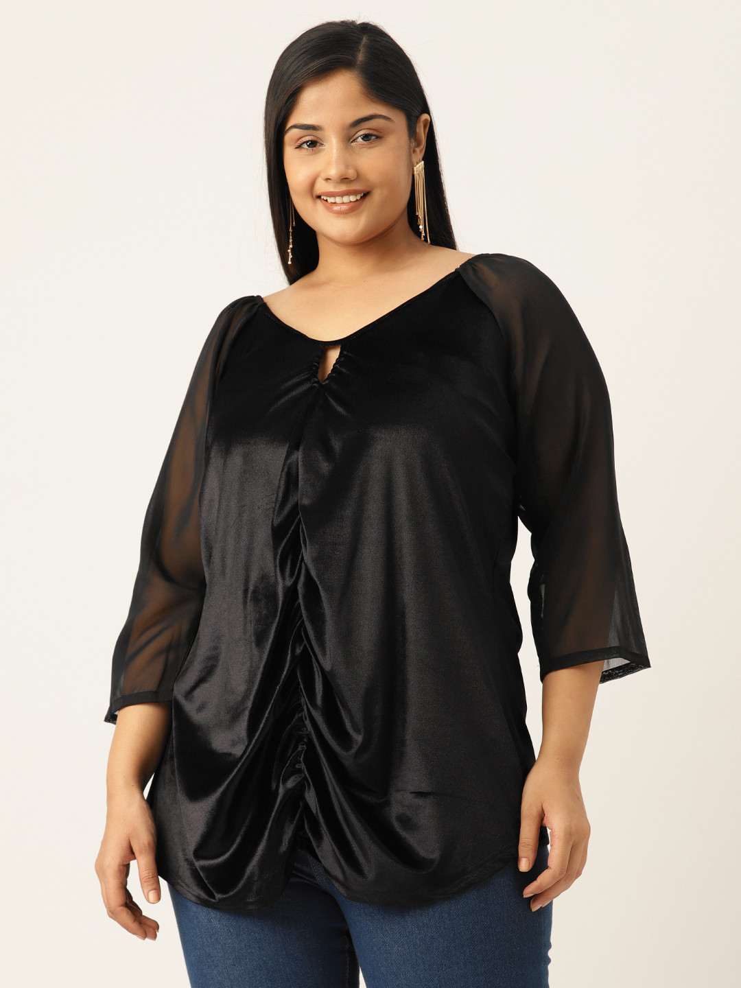 theRebelinme Cut-Out Detail Velvet Longline Top, Black
theRebelinme Cut-Out Detail Velvet Longline Top, Black