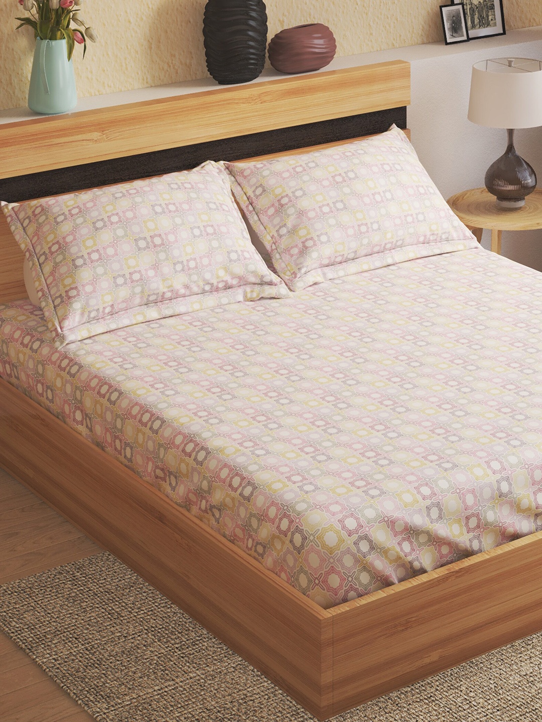 Home Centre Pink Ethnic Motifs 144 TC Fitted Cotton Queen Bedsheet with 2 Pillow Covers
Home Centre Pink Ethnic Motifs 144 TC Fitted Cotton Queen Bedsheet with 2 Pillow Covers