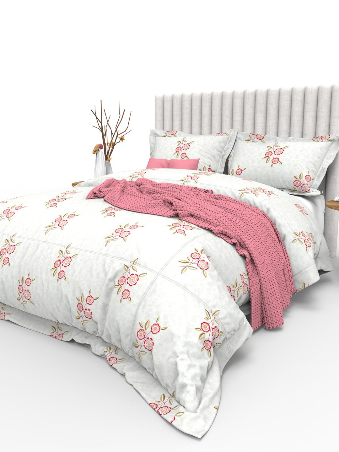 THE WHITE MOSS Pink & White Floral 350 TC Pure Cotton King Bedsheet with 2 Pillow Covers
THE WHITE MOSS Pink & White Floral 350 TC Pure Cotton King Bedsheet with 2 Pillow Covers