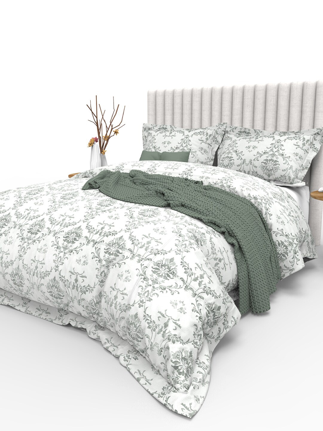 THE WHITE MOSS White & Grey Ethnic Motifs 350 TC Cotton King Bedsheet with 2 Pillow Covers
THE WHITE MOSS White & Grey Ethnic Motifs 350 TC Cotton King Bedsheet with 2 Pillow Covers
