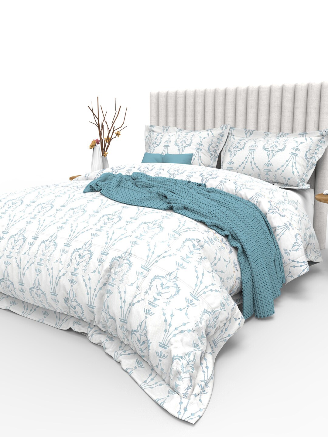 THE WHITE MOSS Blue & White Ethnic Motifs 350 TC Cotton King Bedsheet with 2 Pillow Covers
THE WHITE MOSS Blue & White Ethnic Motifs 350 TC Cotton King Bedsheet with 2 Pillow Covers
