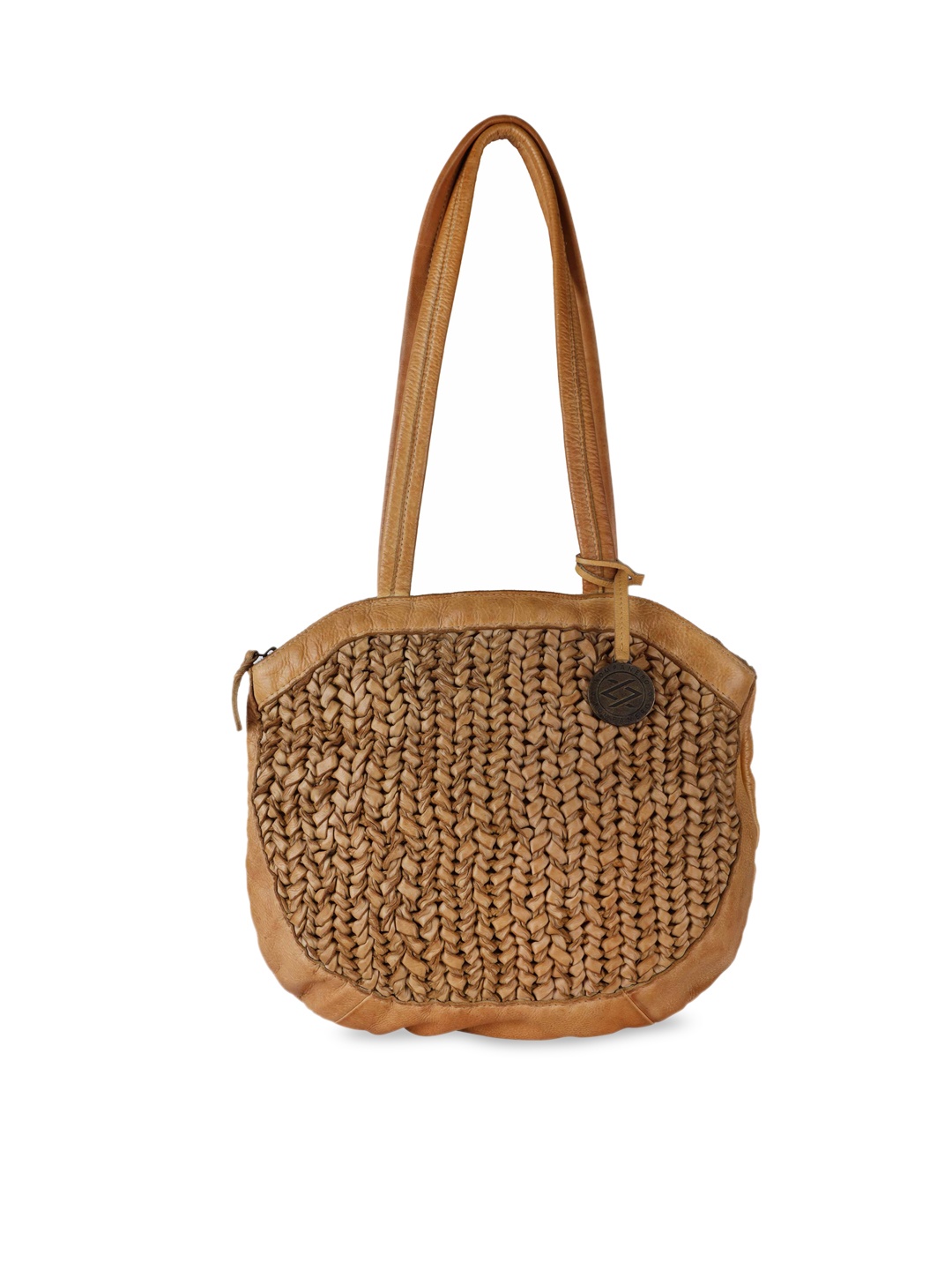 KOMPANERO Textured Leather Structured Shoulder Bag, Yellow