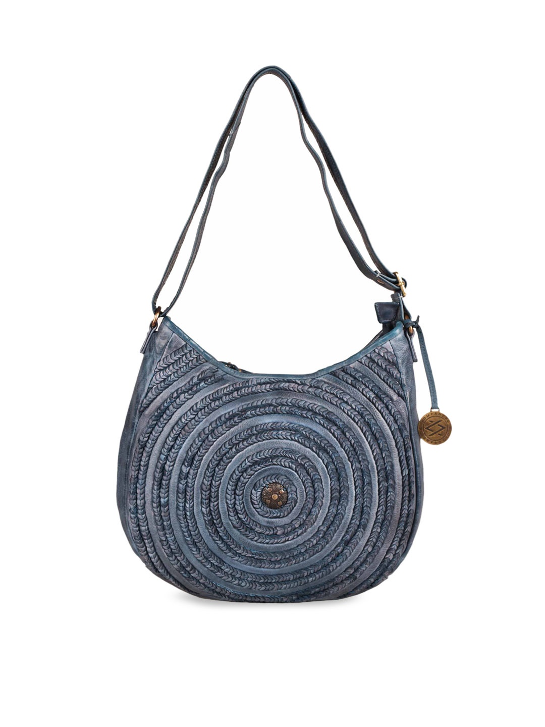 KOMPANERO Embellished Leather Structured Shoulder Bag, Blue