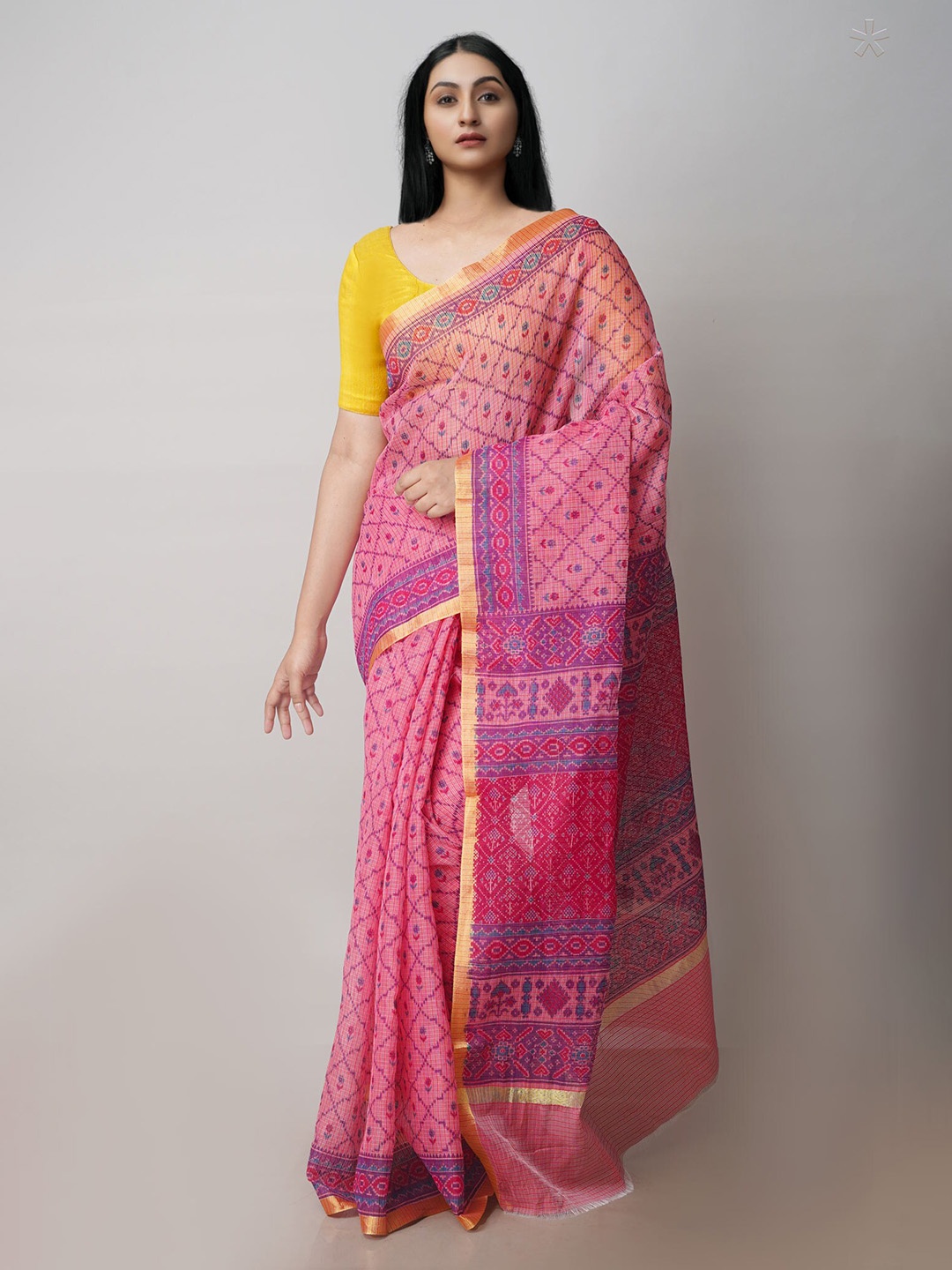 Unnati Silks Ethnic Motifs Pure Cotton Kota Saree, Pink