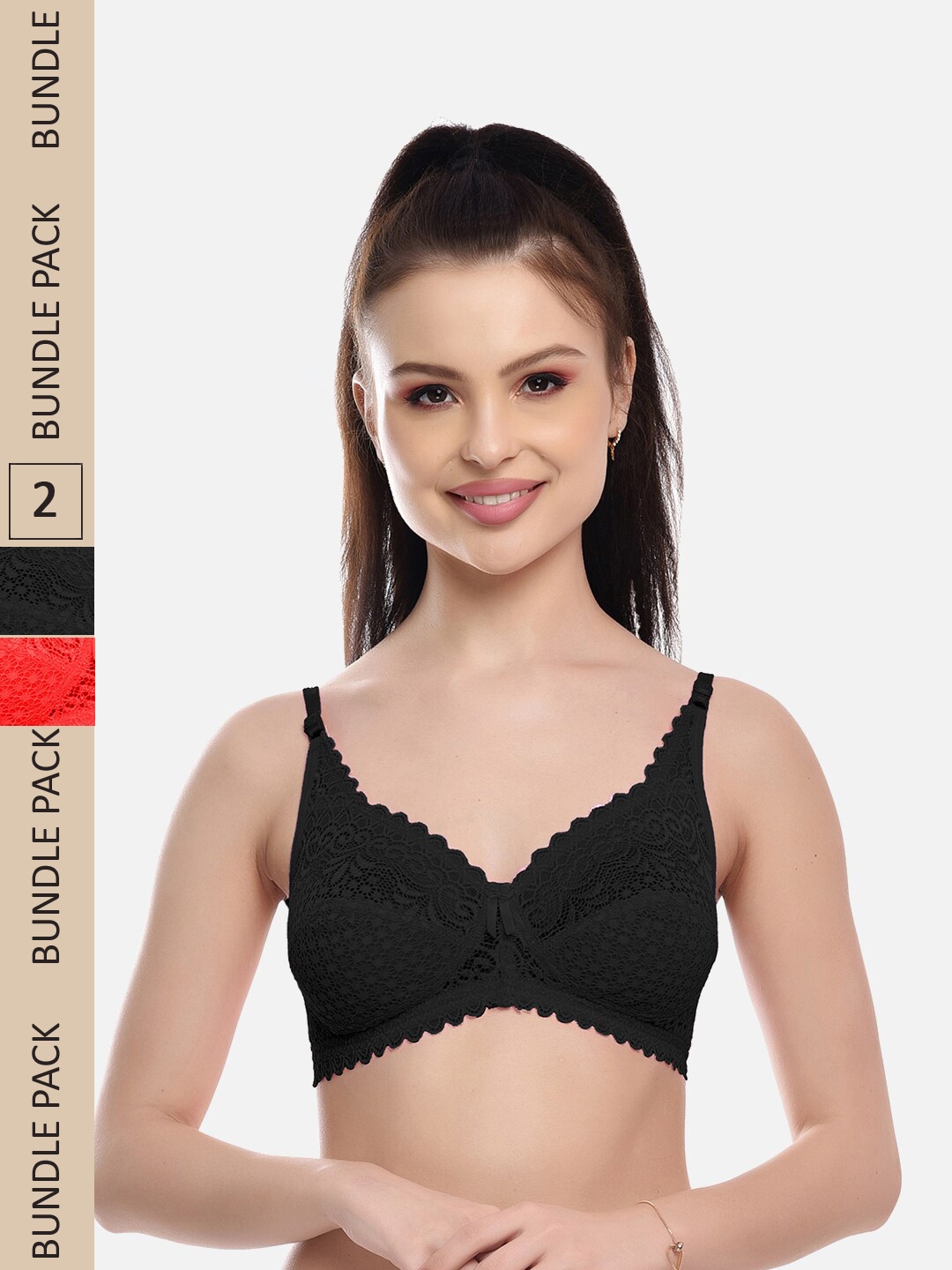 FIMS Pack Of 2 Self Design Non-Padded All Day Comfort Rapid-Dry Bralette Bra, Black
FIMS Pack Of 2 Self Design Non-Padded All Day Comfort Rapid-Dry Bralette Bra, Black