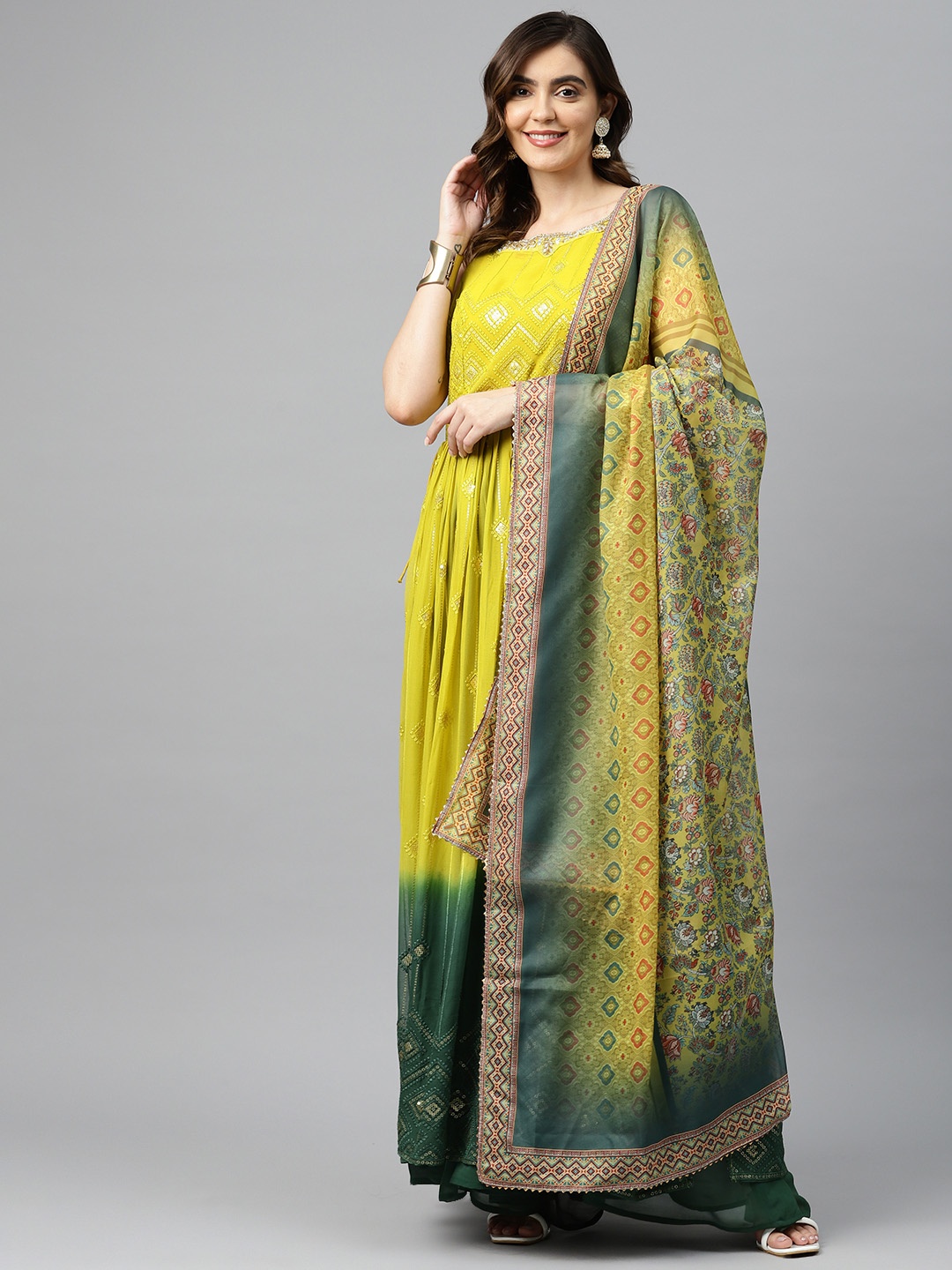 Readiprint Fashions Women Embroidered Sequinned Kurta with Palazzos & Dupatta, Yellow
Readiprint Fashions Women Embroidered Sequinned Kurta with Palazzos & Dupatta, Yellow
