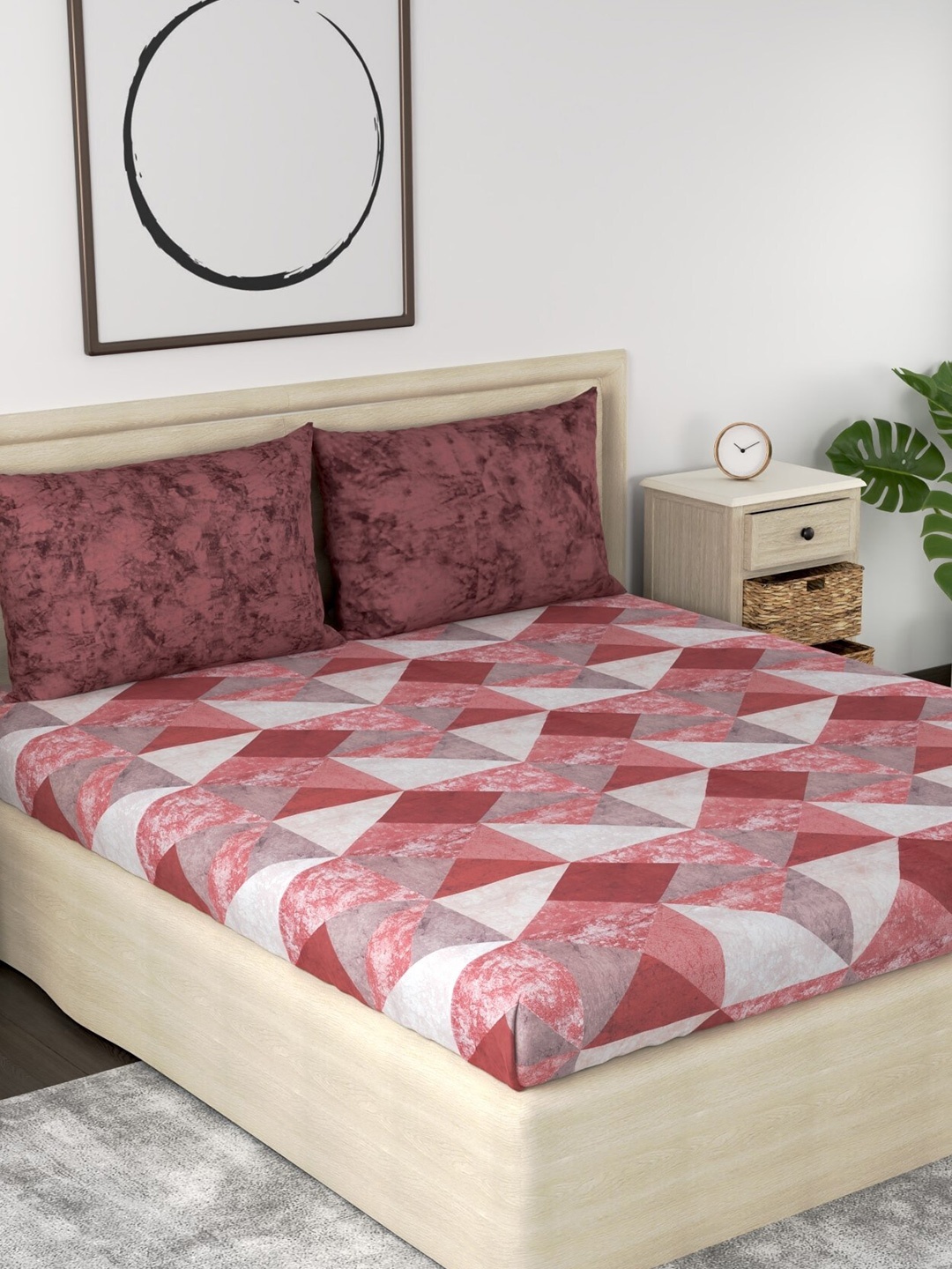 Huesland Aspire Red & White Geometric 186 TC Cotton King Bedsheet With 2 Pillow Covers
Huesland Aspire Red & White Geometric 186 TC Cotton King Bedsheet With 2 Pillow Covers