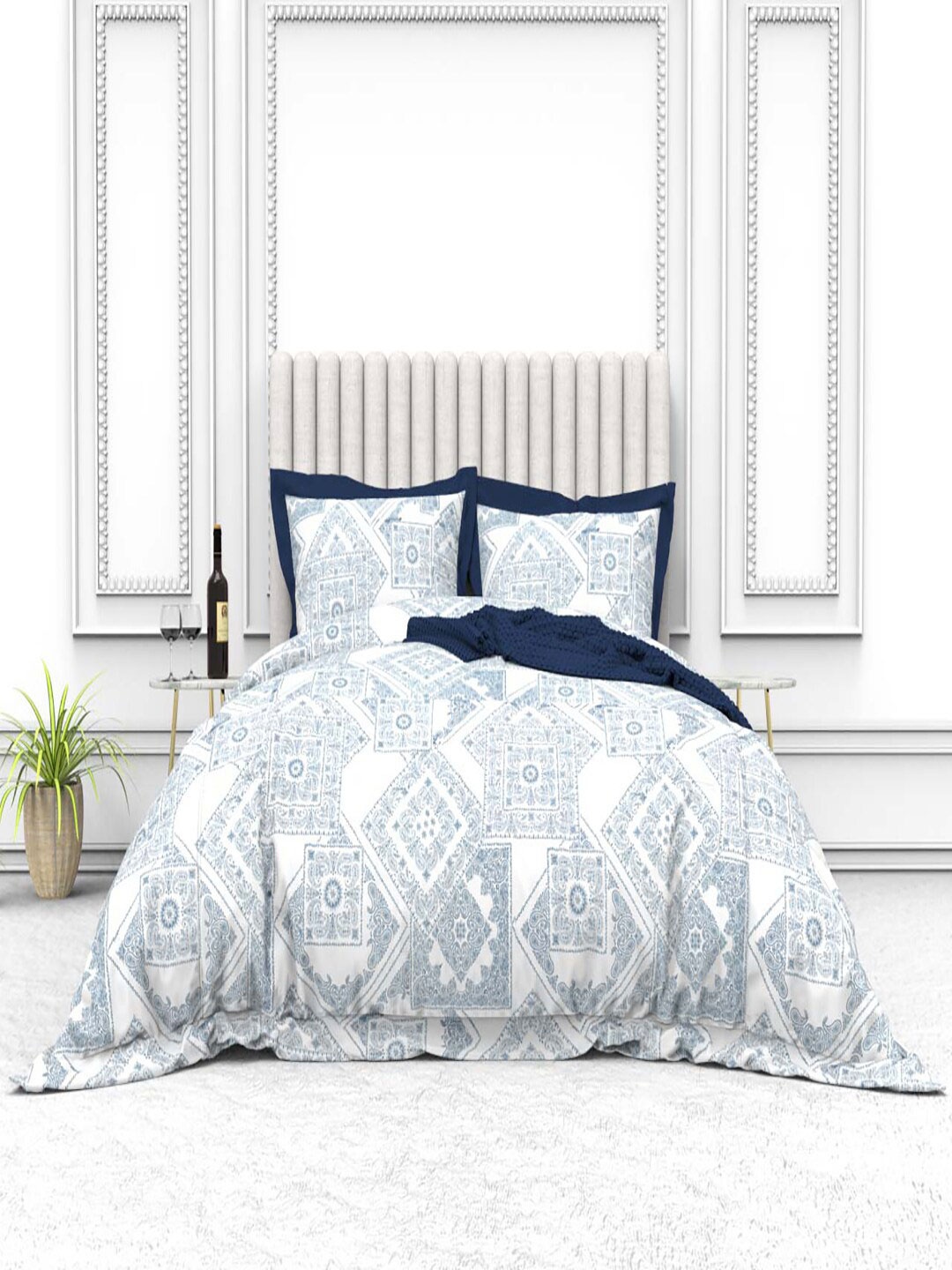 THE WHITE MOSS Cynthia Blue Printed 250 TC Pure Cotton King Bedsheet With 2 Pillow Covers
THE WHITE MOSS Cynthia Blue Printed 250 TC Pure Cotton King Bedsheet With 2 Pillow Covers