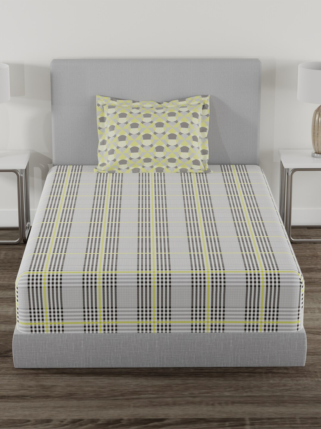 MYTRIDENT Everyday White Green Striped 120 TC Pure Cotton Single Bedsheet Pillow Cover
MYTRIDENT Everyday White Green Striped 120 TC Pure Cotton Single Bedsheet Pillow Cover