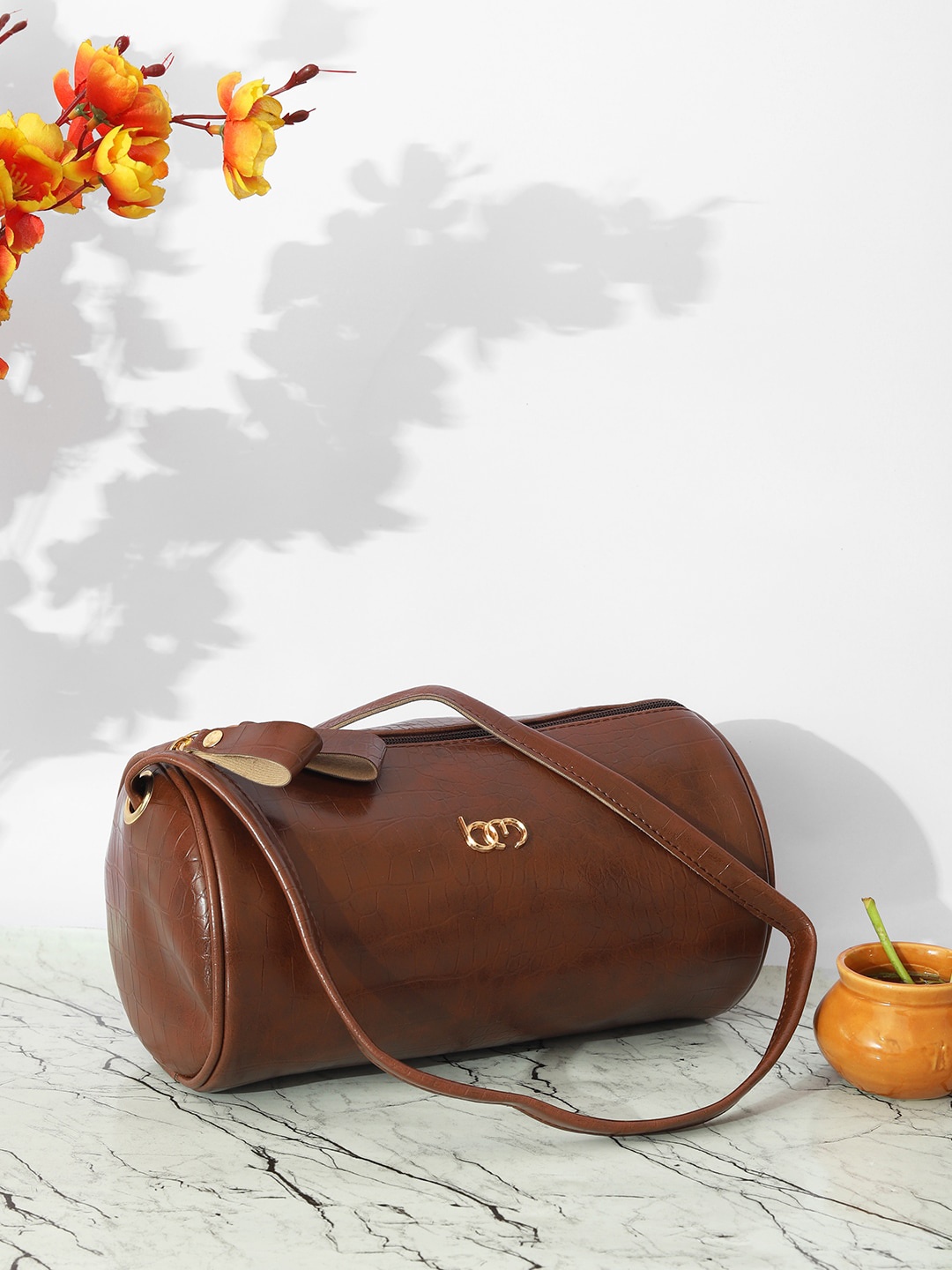 Bagsy Malone Textured Structured Sling Bag, Brown