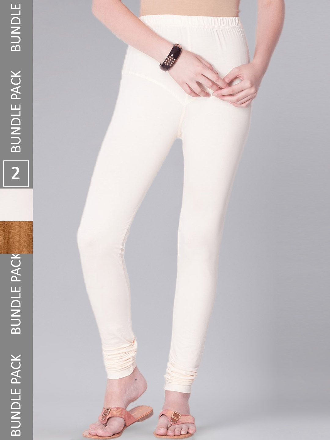 Dollar Missy Women Pack Of 2 Mid Rise Slim Fit Churidar Length Leggings, Off white
Dollar Missy Women Pack Of 2 Mid Rise Slim Fit Churidar Length Leggings, Off white