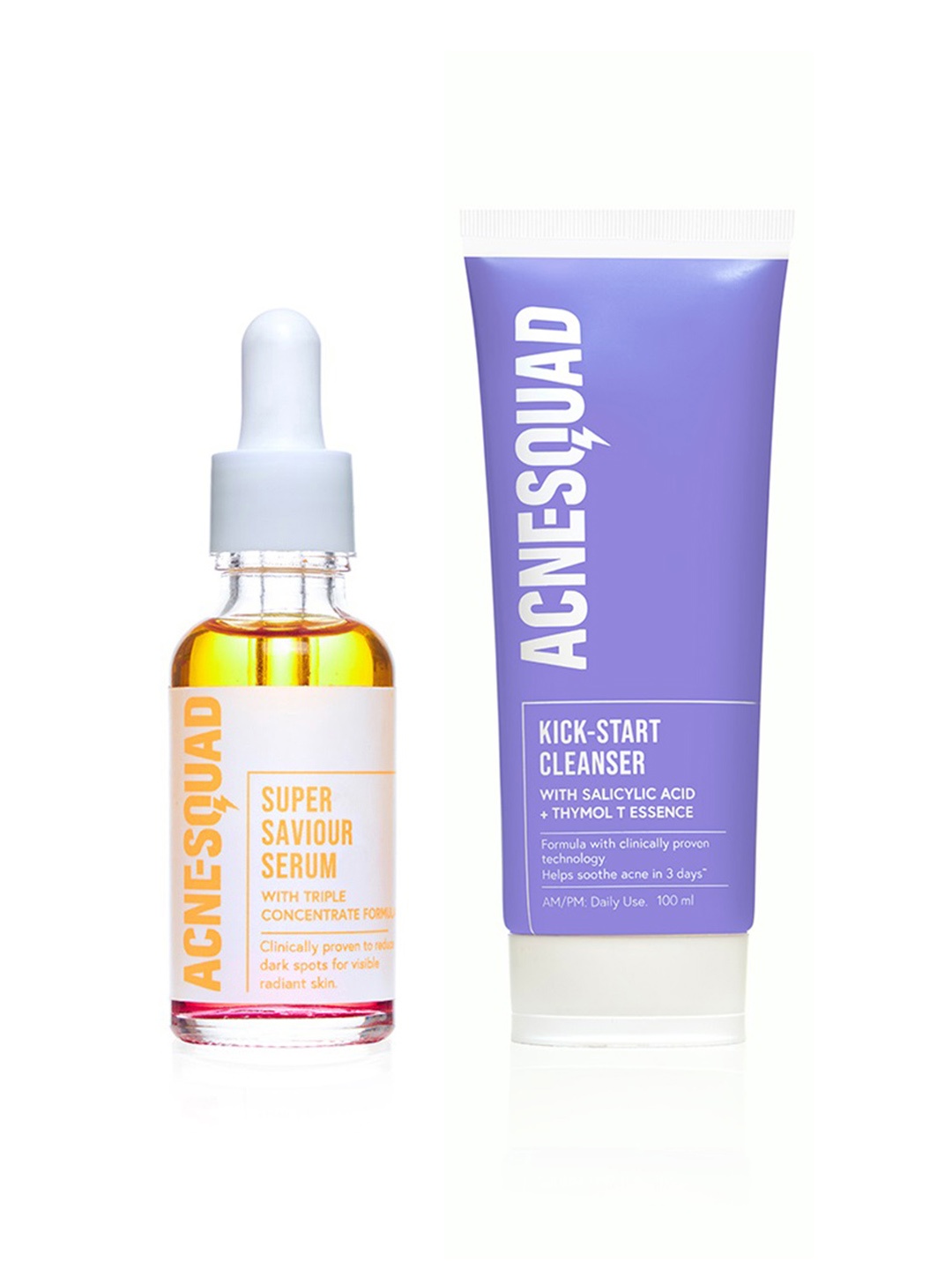 Acne Squad Set of Super Saviour Serum - 30ml & Kick-Start Face Cleanser - 100ml, Orange
Acne Squad Set of Super Saviour Serum - 30ml & Kick-Start Face Cleanser - 100ml, Orange