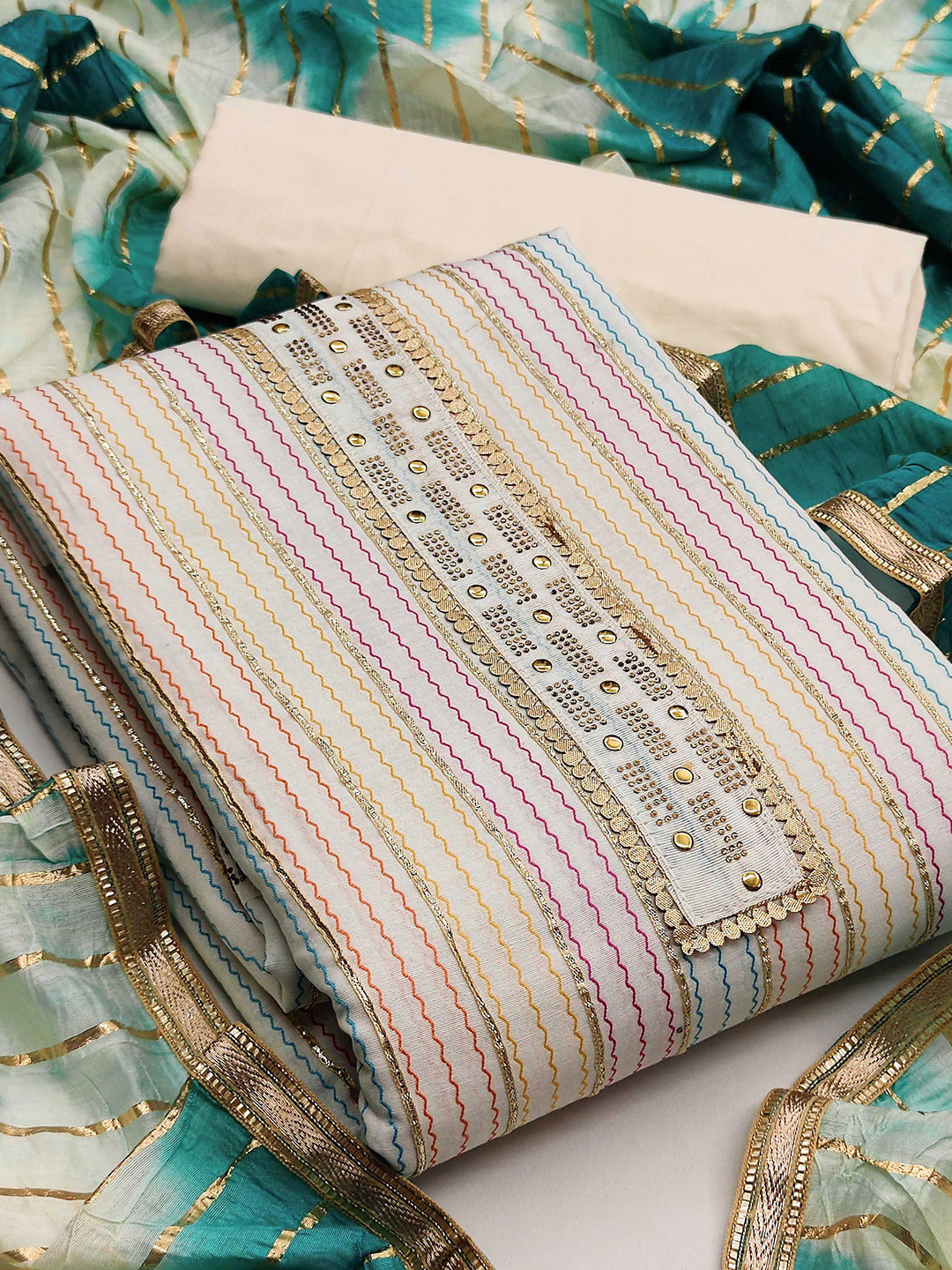 KALINI Striped Unstitched Dress Material, Grey
KALINI Striped Unstitched Dress Material, Grey