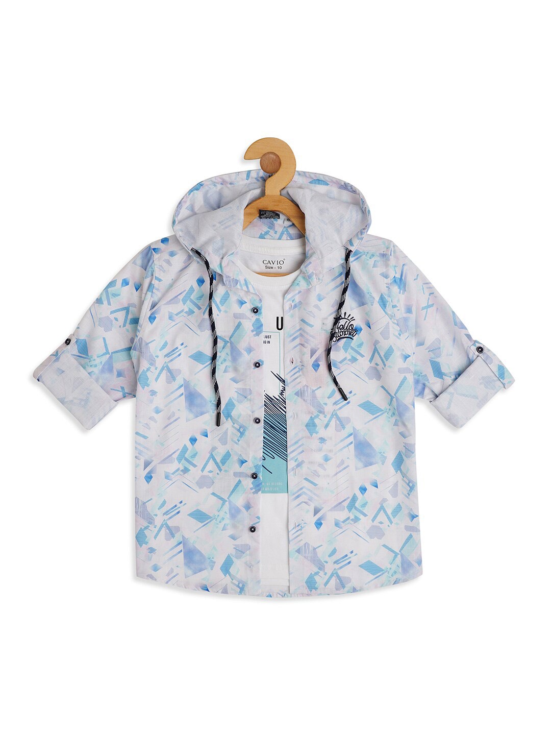 CAVIO Boys Hooded Abstract Printed Comfort Long Sleeves Cotton Casual Shirt & T-Shirt, Blue
CAVIO Boys Hooded Abstract Printed Comfort Long Sleeves Cotton Casual Shirt & T-Shirt, Blue