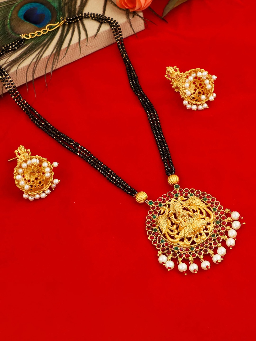 MANSIYAORANGE Gold-Plated Traditional Temple Theme Mangalsutra