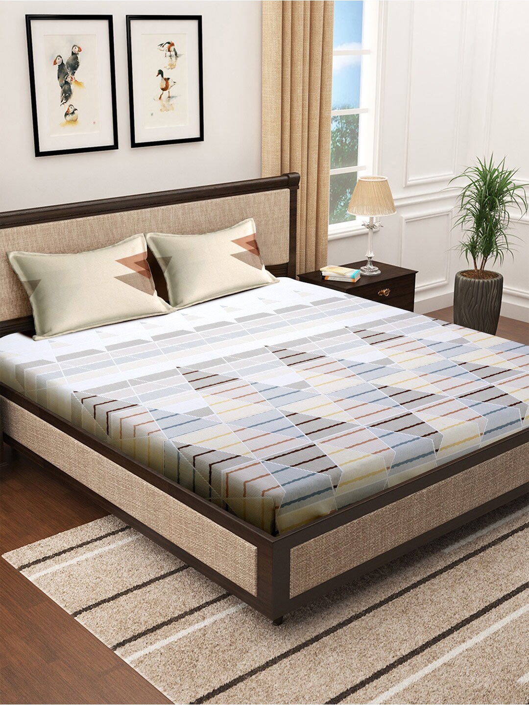KLOTTHE Beige Geometric 400TC Cotton Fitted Super King Double Bedsheet & 2 Pillow Covers
KLOTTHE Beige Geometric 400TC Cotton Fitted Super King Double Bedsheet & 2 Pillow Covers