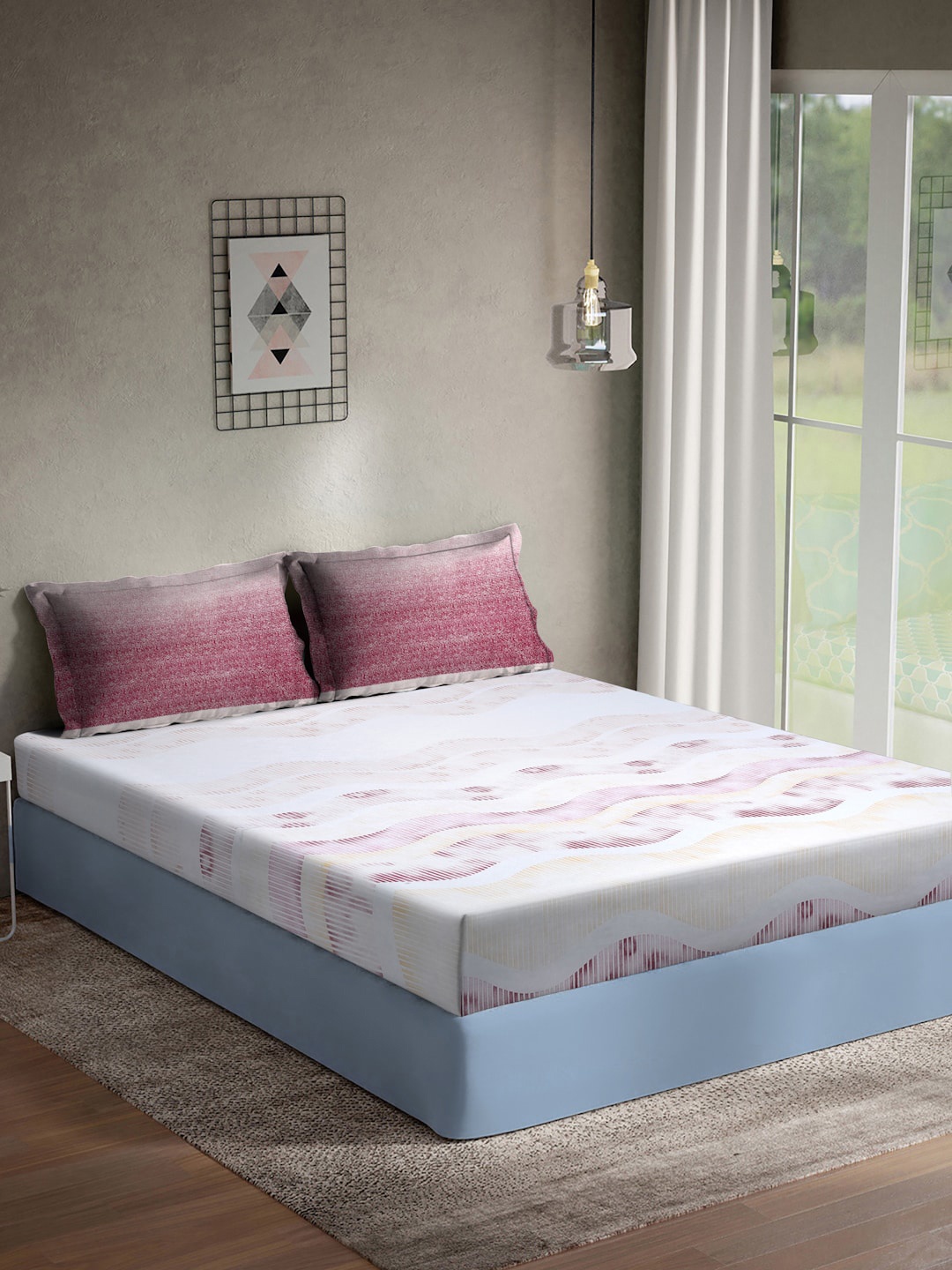 KLOTTHE White Abstract 400 TC Pure-Cotton Fitted Super King Bedsheet With 2 Pillow Covers
KLOTTHE White Abstract 400 TC Pure-Cotton Fitted Super King Bedsheet With 2 Pillow Covers
