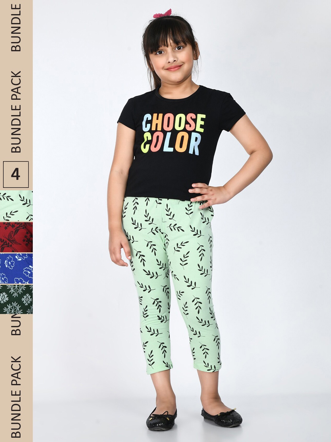 IndiWeaves Girls Pack Of 5 Printed Pure Cotton Relaxed Fit Mid-Rise Slip-On Capris, Green
IndiWeaves Girls Pack Of 5 Printed Pure Cotton Relaxed Fit Mid-Rise Slip-On Capris, Green
