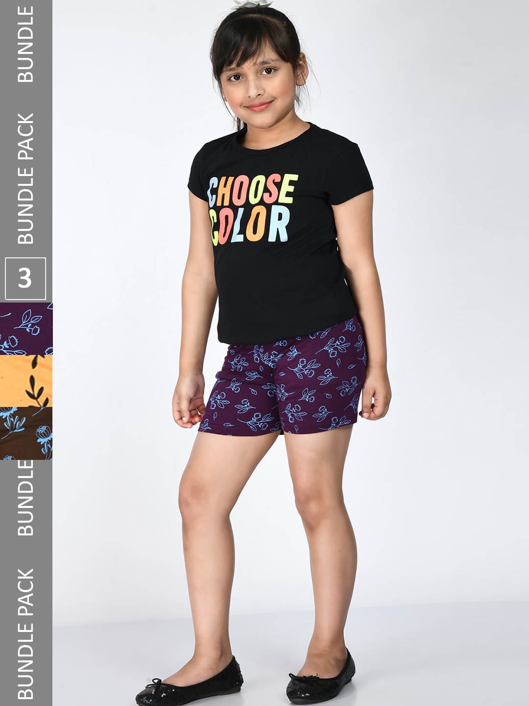 IndiWeaves Girls Pack Of 3 Floral Printed Mid Rise Knitted Pure Cotton Shorts, Purple
IndiWeaves Girls Pack Of 3 Floral Printed Mid Rise Knitted Pure Cotton Shorts, Purple