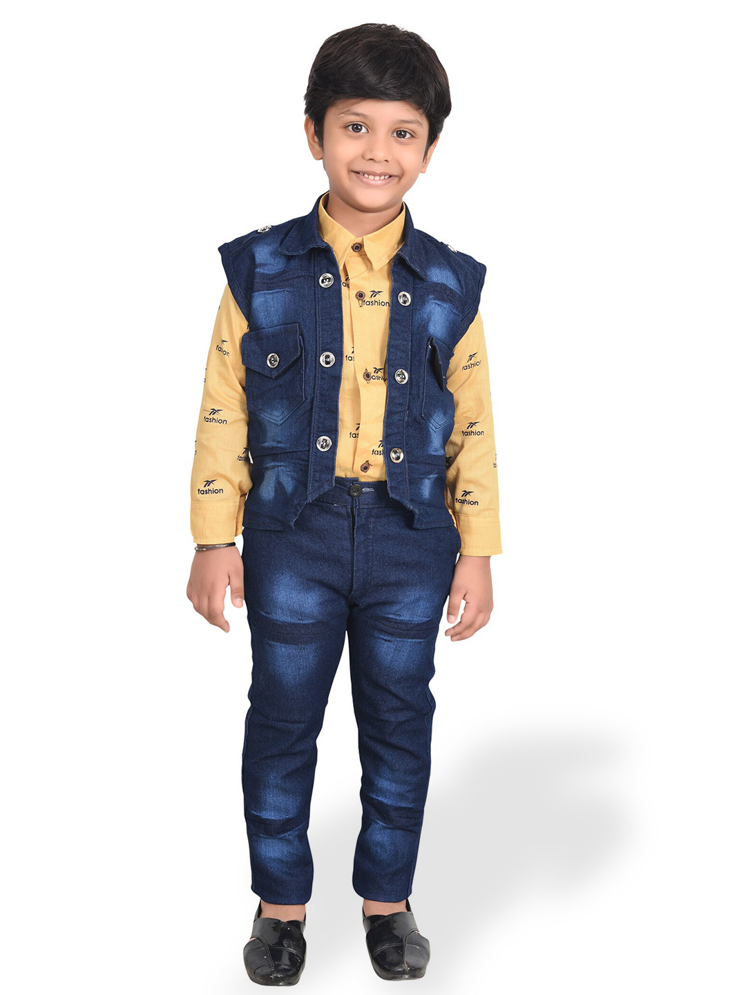 KIDZAREA Boys Printed Shirt With Waistcoat & Trouser, Yellow 
KIDZAREA Boys Printed Shirt With Waistcoat & Trouser, Yellow