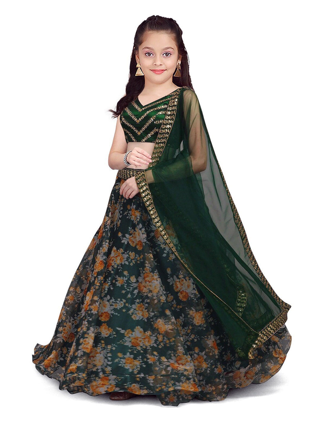 Kedar Fab Girls Embroidered Semi-Stitched Lehenga & Unstitched Blouse With Dupatta, Green
Kedar Fab Girls Embroidered Semi-Stitched Lehenga & Unstitched Blouse With Dupatta, Green