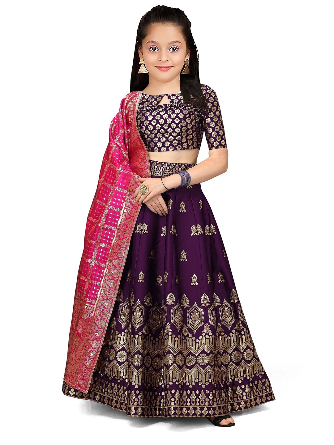 Kedar Fab Girls Woven Design Semi-Stitched Lehenga & Unstitched Blouse With Dupatta, Purple
Kedar Fab Girls Woven Design Semi-Stitched Lehenga & Unstitched Blouse With Dupatta, Purple