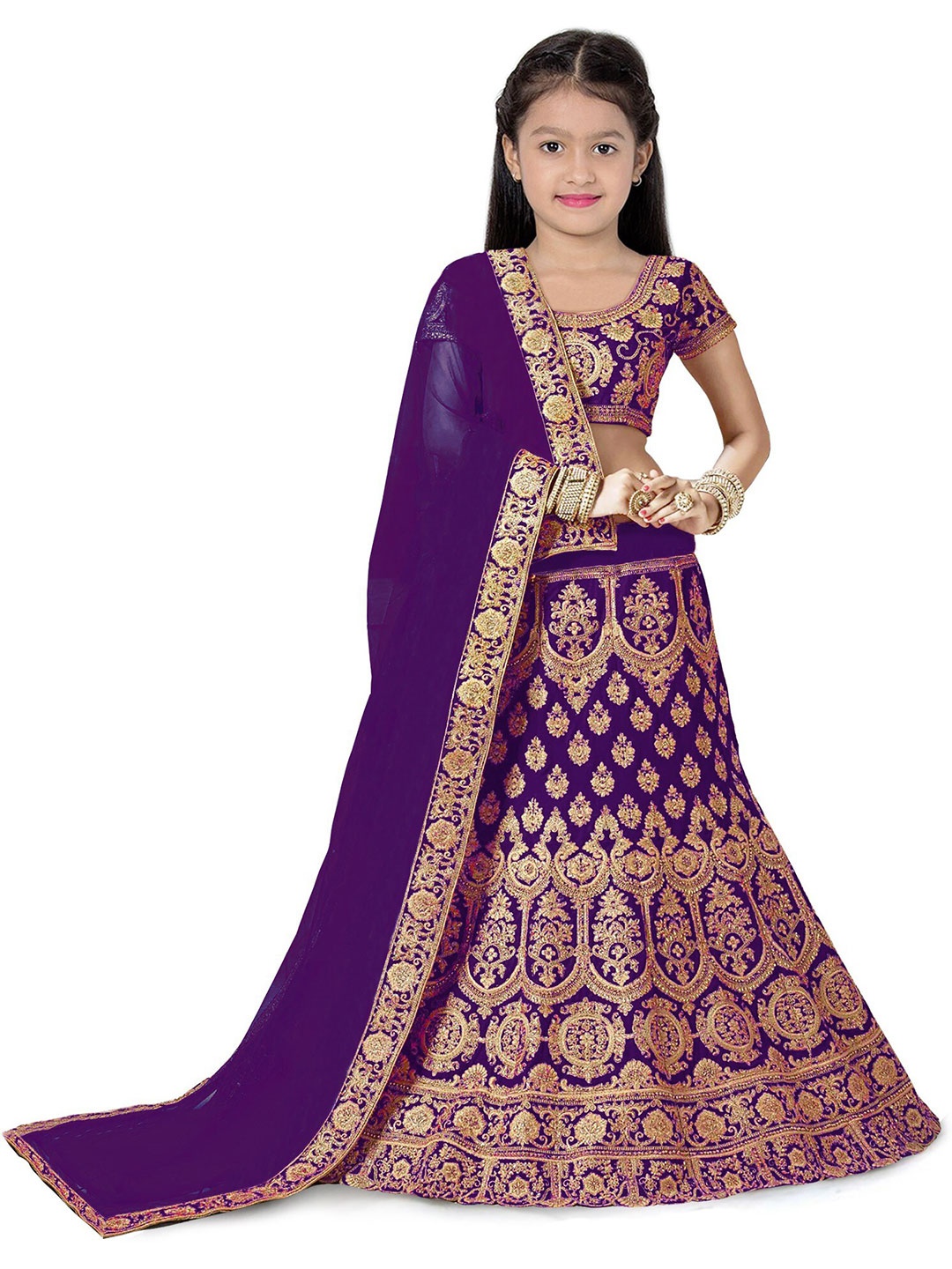 Kedar Fab Girls Woven Design Embroidered Semi-Stitched Silk Lehenga Choli With Dupatta, Purple
Kedar Fab Girls Woven Design Embroidered Semi-Stitched Silk Lehenga Choli With Dupatta, Purple