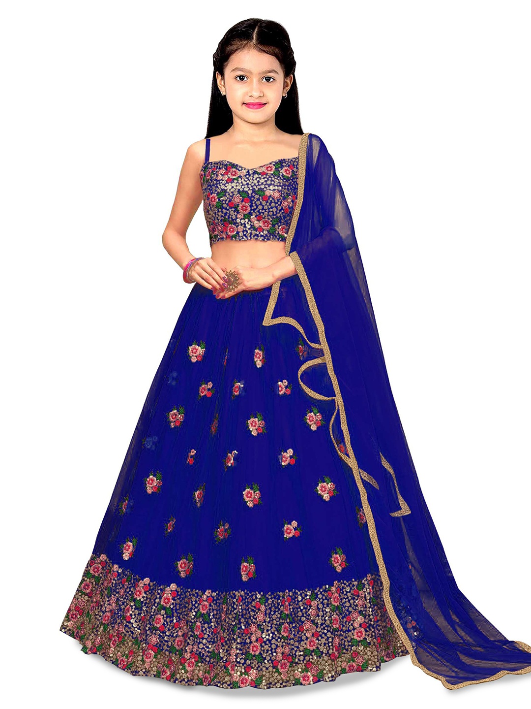 Kedar Fab Girls Embroidered Thread Work Semi-Stitched Silk Lehenga Choli With Dupatta, Blue
Kedar Fab Girls Embroidered Thread Work Semi-Stitched Silk Lehenga Choli With Dupatta, Blue