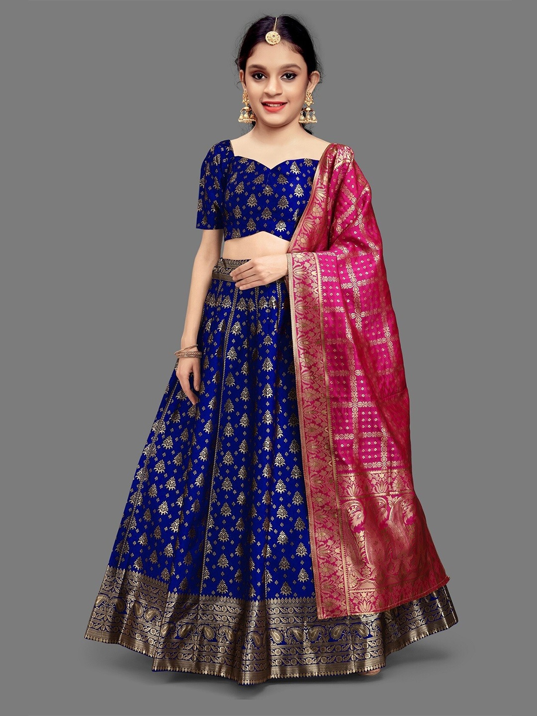 Kedar Fab Girls Woven Design Semi-Stitched Lehenga & Unstitched Blouse With Dupatta, Blue
Kedar Fab Girls Woven Design Semi-Stitched Lehenga & Unstitched Blouse With Dupatta, Blue