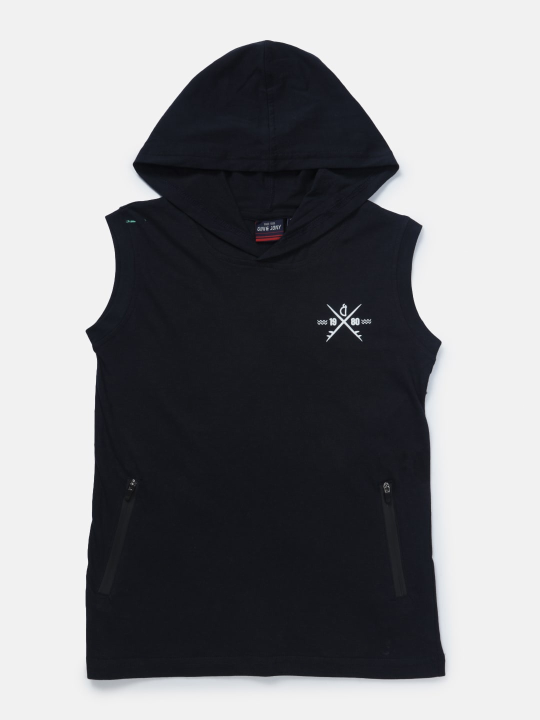 Gini and Jony Infant Boys Typography Printed Hooded Sleeveless Cotton T-shirt, Navy blue
Gini and Jony Infant Boys Typography Printed Hooded Sleeveless Cotton T-shirt, Navy blue