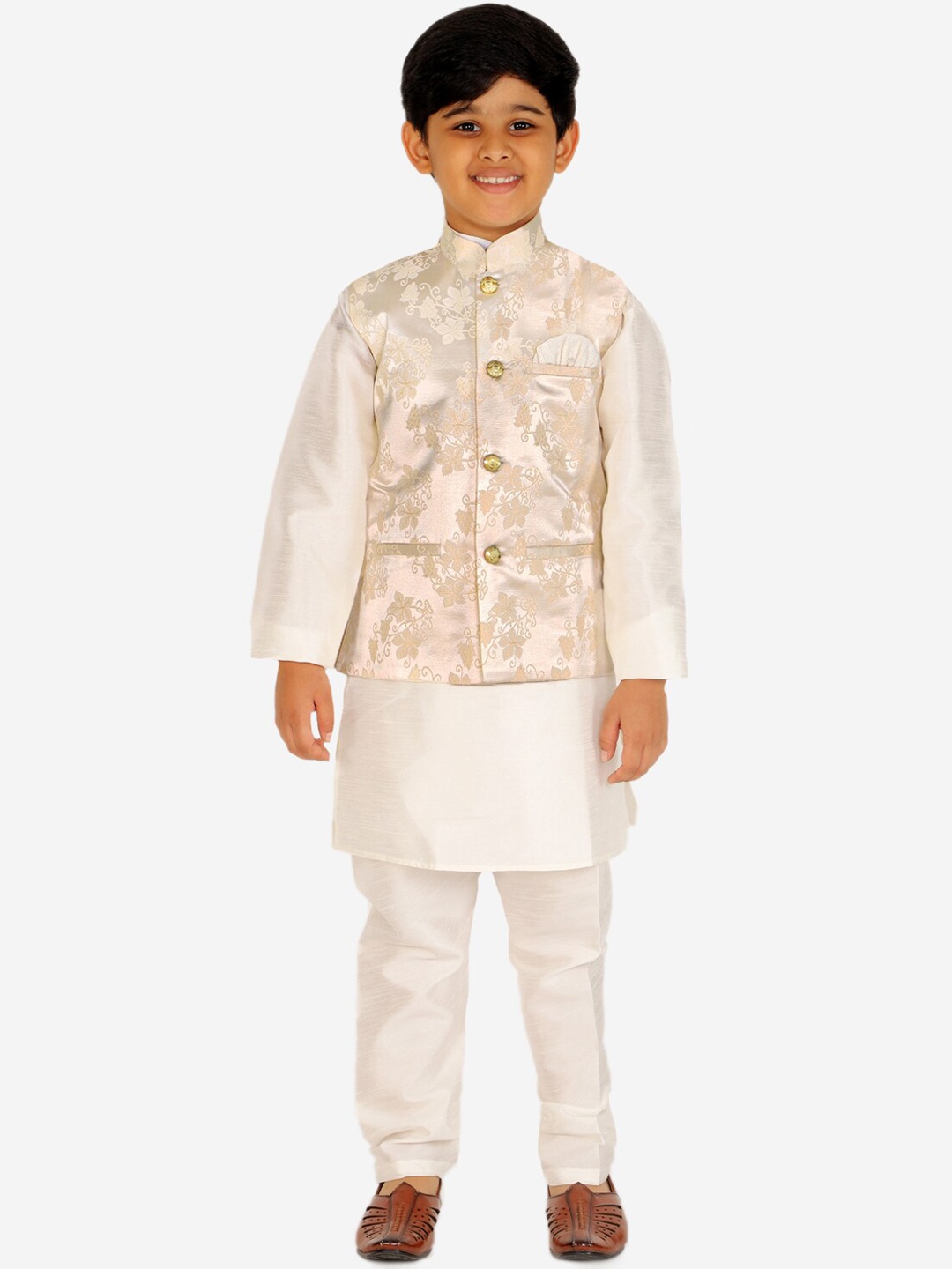 Pro-Ethic STYLE DEVELOPER Boys Mandarin Collar Kurta with Pyjamas & Nehru Jacket, White
Pro-Ethic STYLE DEVELOPER Boys Mandarin Collar Kurta with Pyjamas & Nehru Jacket, White