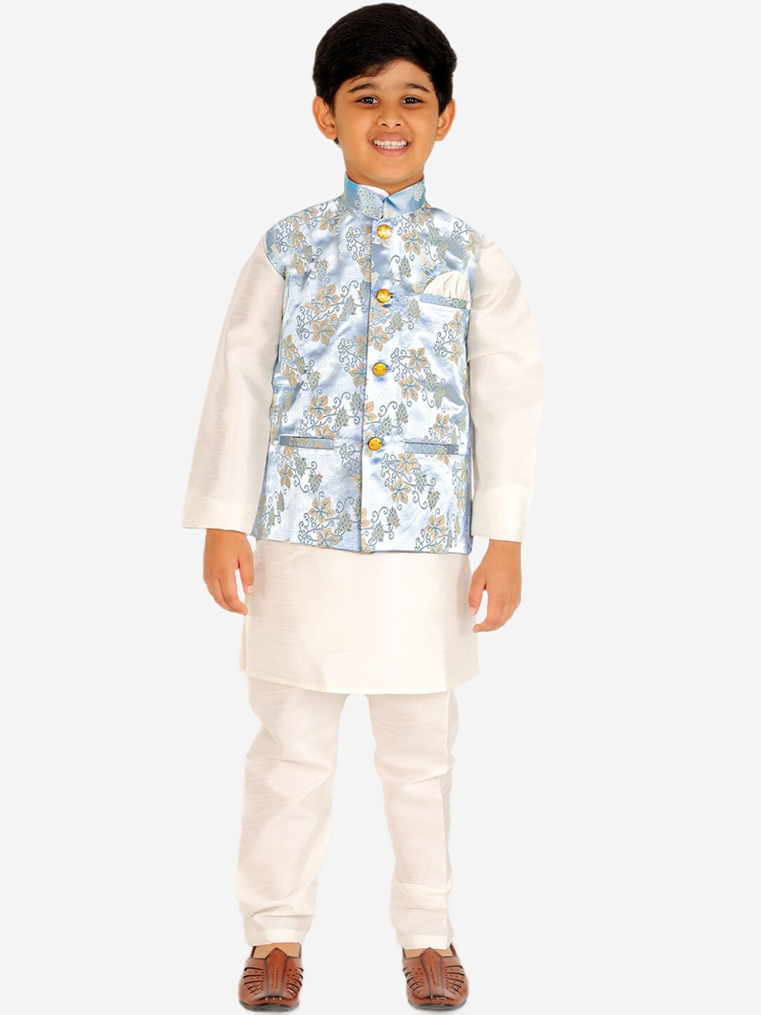 Pro-Ethic STYLE DEVELOPER Boys Mandarin Collar Kurta with Pyjamas & Nehru Jacket, White
Pro-Ethic STYLE DEVELOPER Boys Mandarin Collar Kurta with Pyjamas & Nehru Jacket, White