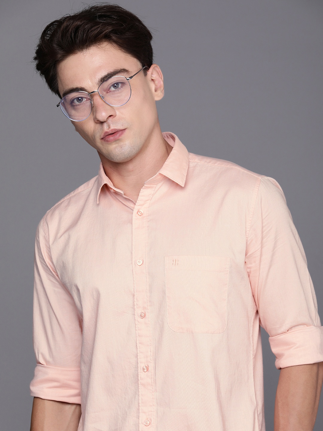 Raymond Slim Fit Pure Cotton Casual Shirt, Peach