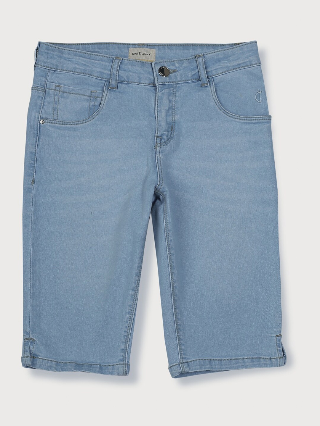 Gini and Jony Girls Mid-Rise Denim Capris, Blue