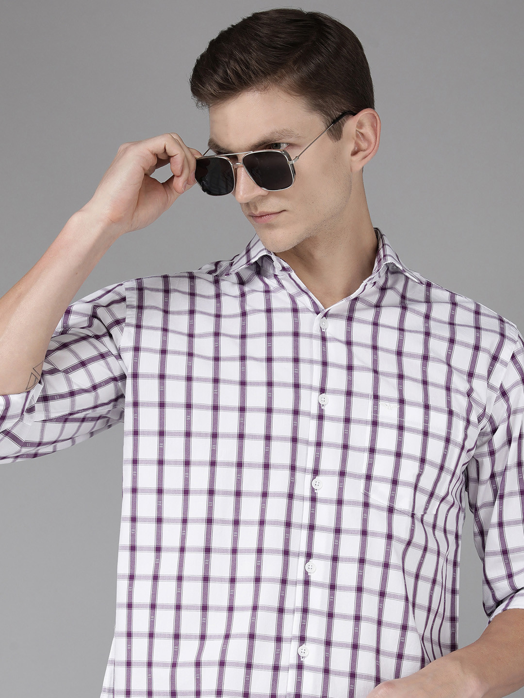 Park Avenue Men Pure Cotton Slim Fit Tartan Checks Casual Shirt, Purple 
Park Avenue Men Pure Cotton Slim Fit Tartan Checks Casual Shirt, Purple