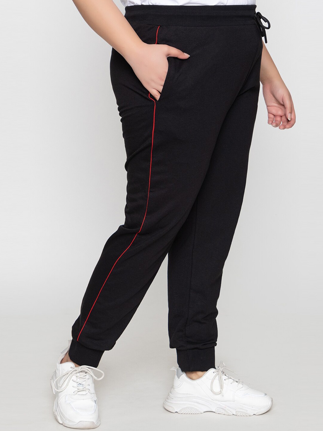 KEPA Women Plus Size Brand Logo Cotton Jogger, Black