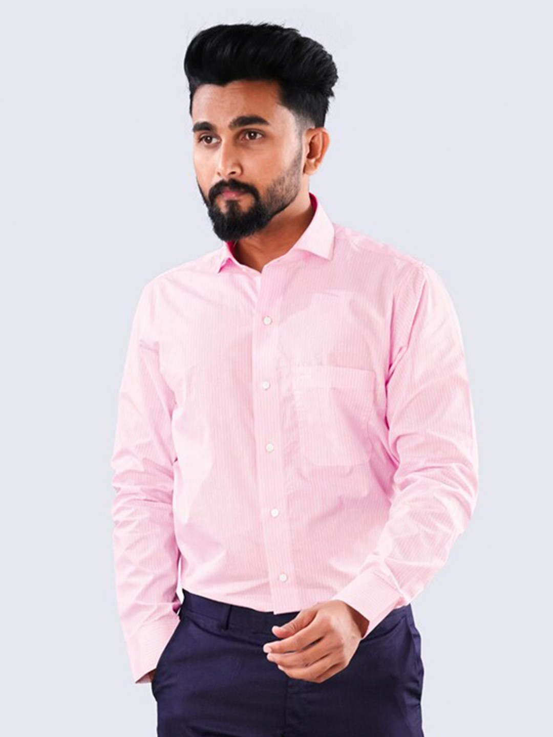 FRENCH CROWN Vertical Striped Spread Collar Standard Twill Pure Cotton Casual Shirt, Pink
FRENCH CROWN Vertical Striped Spread Collar Standard Twill Pure Cotton Casual Shirt, Pink