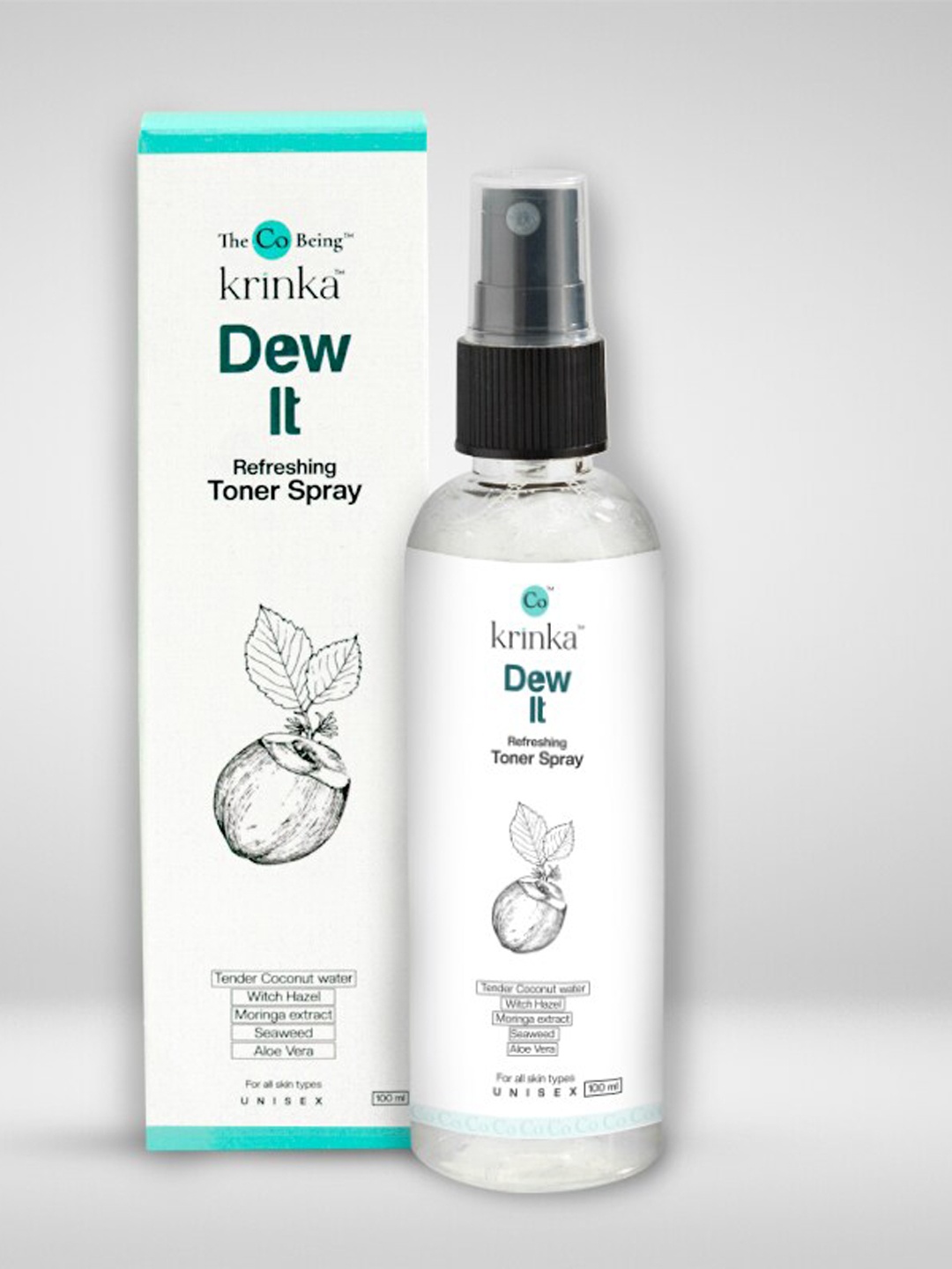 The Co Being Dew It Refreshing Toner Spray with Coconut Water & Witch Hazel - 100ml, White
The Co Being Dew It Refreshing Toner Spray with Coconut Water & Witch Hazel - 100ml, White