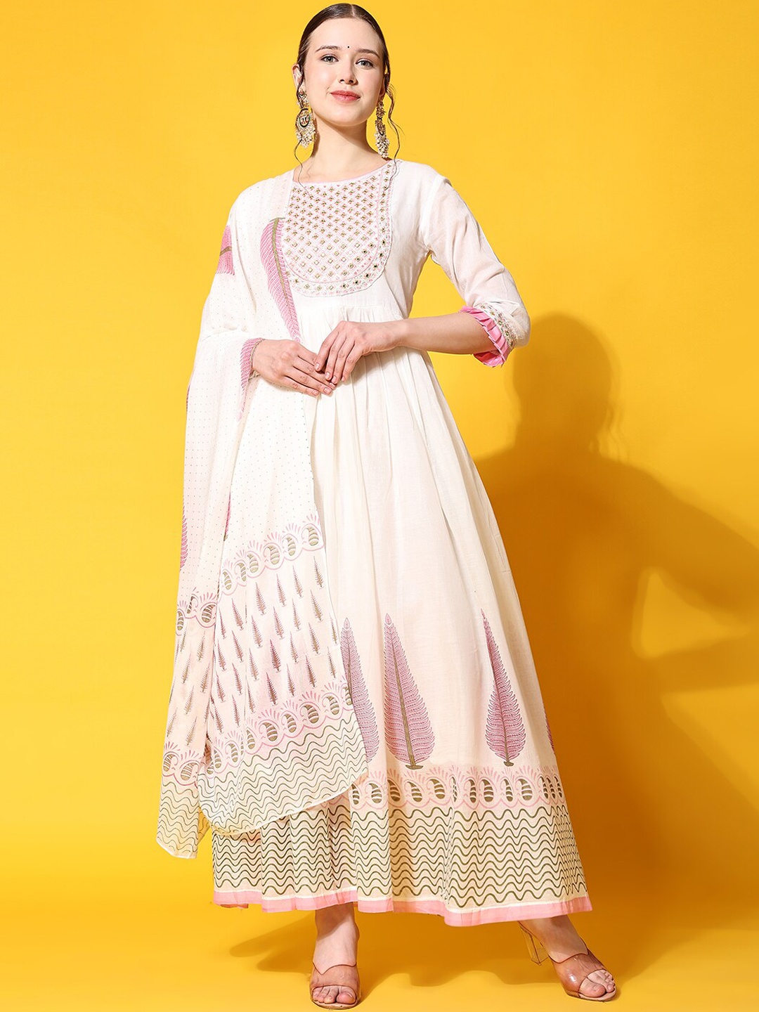 Ziva Fashion Ethnic Motifs Printed Mirror Work Kurta With Trousers & Dupatta, White
Ziva Fashion Ethnic Motifs Printed Mirror Work Kurta With Trousers & Dupatta, White