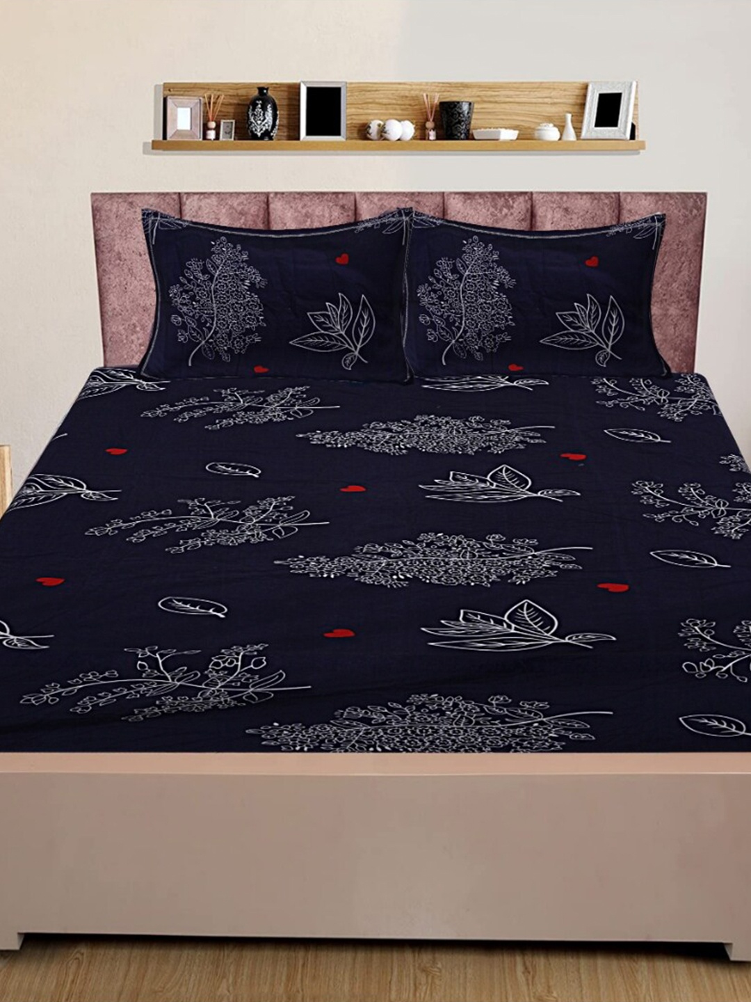 INDHOME LIFE Navy Blue Printed 210 TC Cotton Fitted Queen Bedsheet & 2 Pillow Covers
INDHOME LIFE Navy Blue Printed 210 TC Cotton Fitted Queen Bedsheet & 2 Pillow Covers
