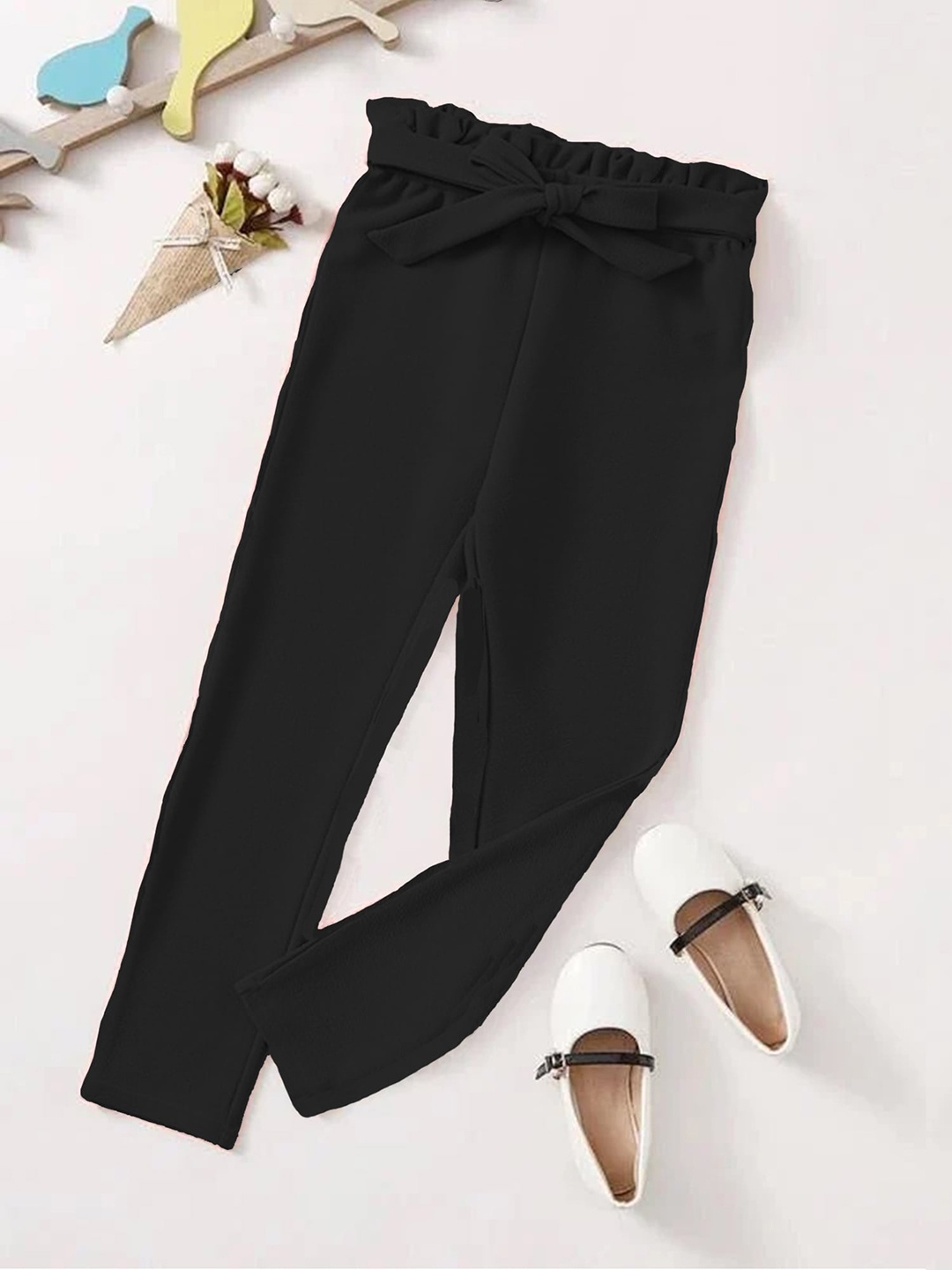 ADDYVERO Girls Relaxed High-Rise Trousers, Black