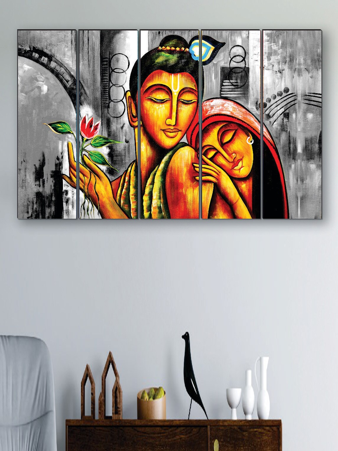 SAF Grey & Yellow 5 Pieces Radha Krishna UV Textured Religious Theme Painting Wall Art
SAF Grey & Yellow 5 Pieces Radha Krishna UV Textured Religious Theme Painting Wall Art