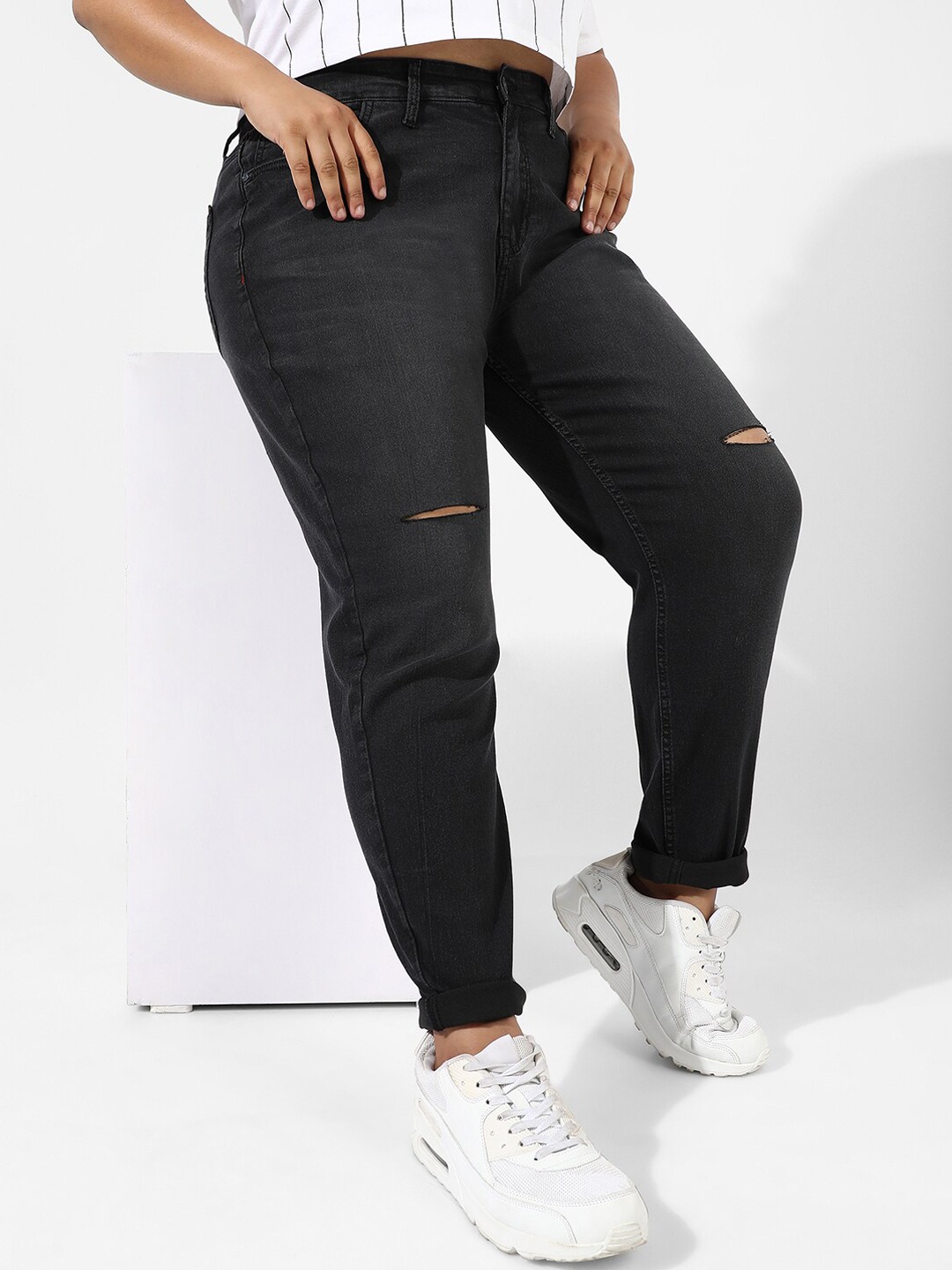 Instafab Plus Women Mid-Rise Jean Skinny Fit Slash Knee Stretchable Cotton Jeans, Black
Instafab Plus Women Mid-Rise Jean Skinny Fit Slash Knee Stretchable Cotton Jeans, Black