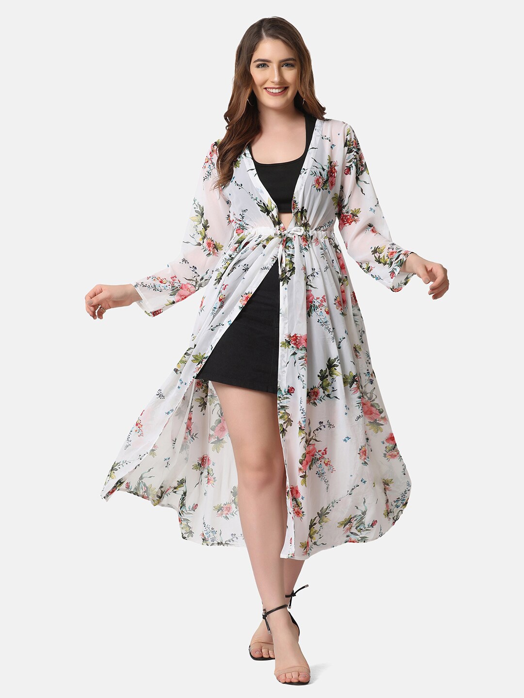 BUY NEW TREND Women Floral Printed Longline Georgette Tie-Up Shrug, White
BUY NEW TREND Women Floral Printed Longline Georgette Tie-Up Shrug, White