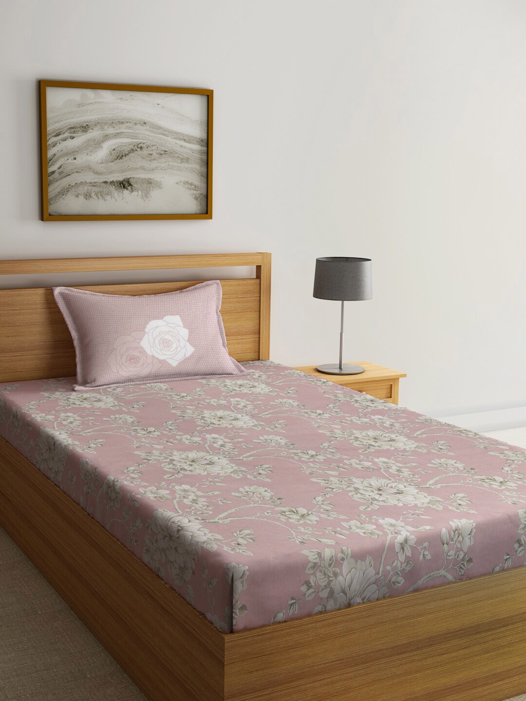 KLOTTHE Book Fold Pink Floral 400TC Pure-Cotton Fitted Single Bedsheet & Pillow Cover
KLOTTHE Book Fold Pink Floral 400TC Pure-Cotton Fitted Single Bedsheet & Pillow Cover