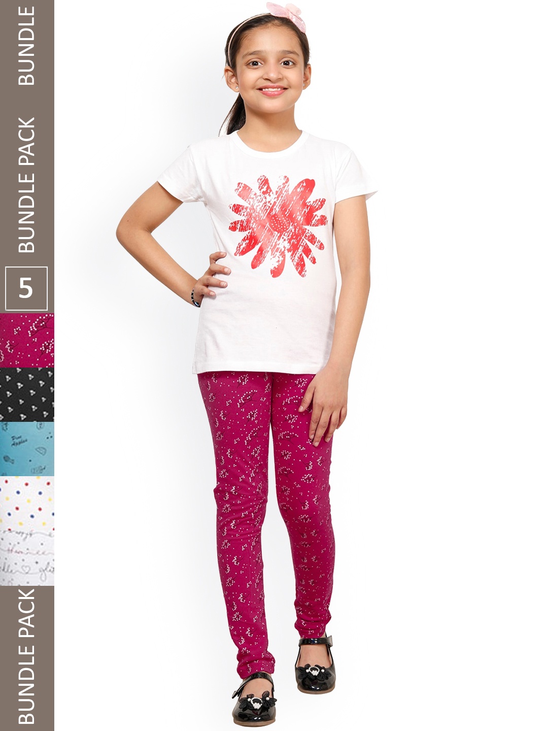IndiWeaves Girls Pack Of 5 Conversational Printed Pure Cotton Ankle Length Leggings, White
IndiWeaves Girls Pack Of 5 Conversational Printed Pure Cotton Ankle Length Leggings, White