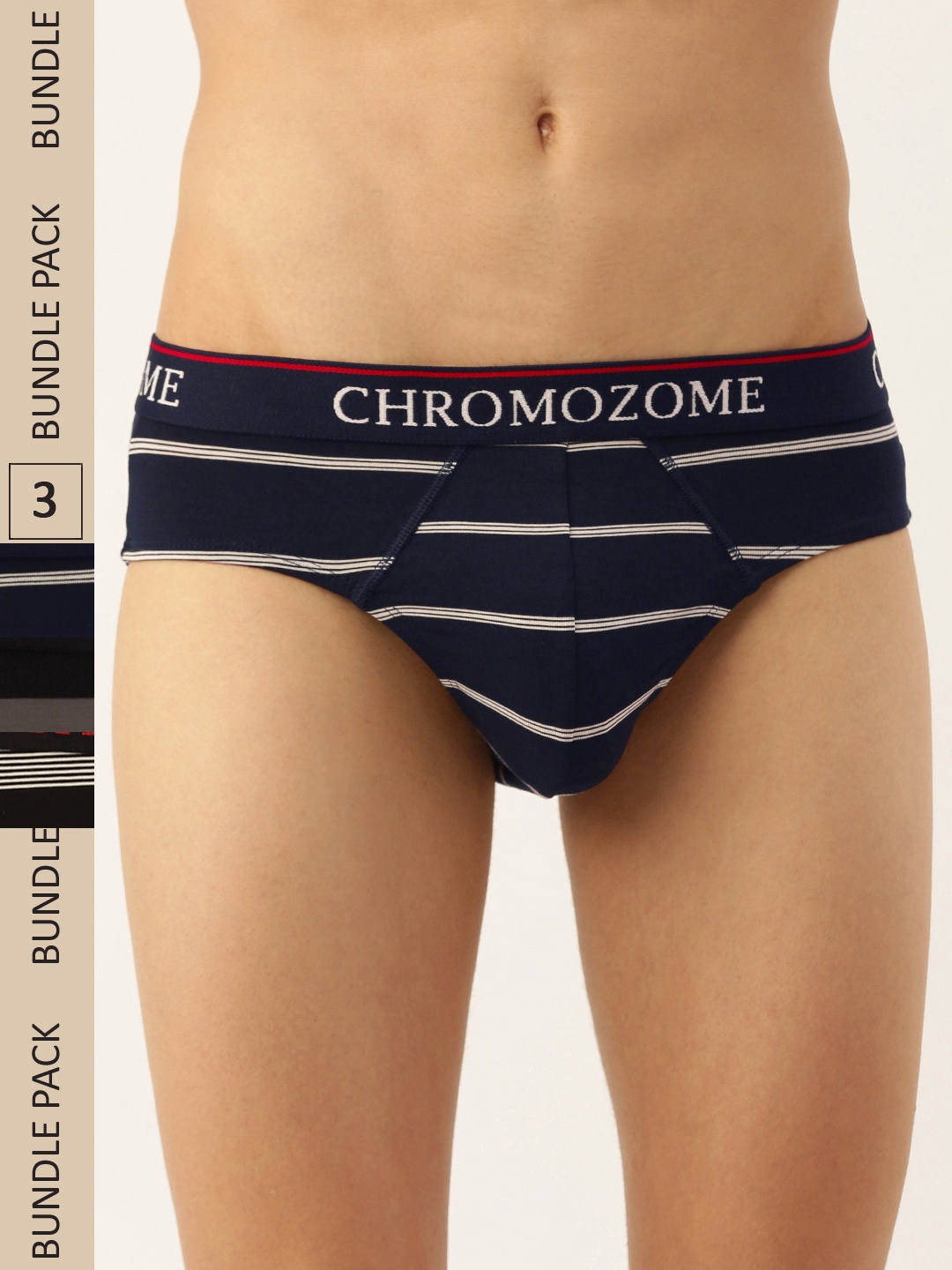 Chromozome Men Pack of 3 Ultra-Premium Micro-Modal Striper Briefs 8902733642989, Black
Chromozome Men Pack of 3 Ultra-Premium Micro-Modal Striper Briefs 8902733642989, Black