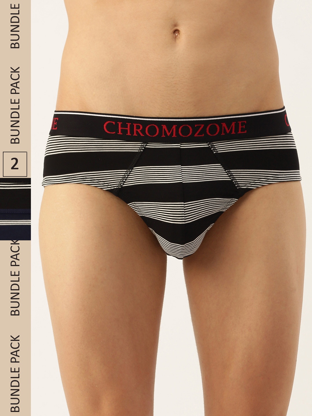 Chromozome Men Pack of 2 Ultra Premium Micro Modal Striped Briefs 8902733642620, Black
Chromozome Men Pack of 2 Ultra Premium Micro Modal Striped Briefs 8902733642620, Black