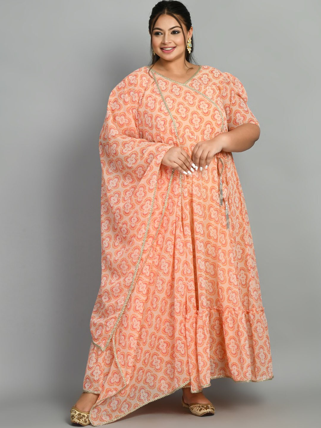 PrettyPlus by Desinoor.com Plus Size Floral Printed Maxi Ethnic Dress With Dupatta, Orange
PrettyPlus by Desinoor.com Plus Size Floral Printed Maxi Ethnic Dress With Dupatta, Orange